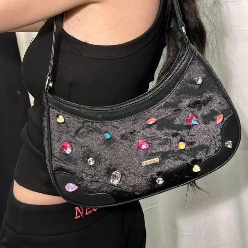This year's popular color diamond bag women's  spring and summer new fashion all-match full diamond bag one-shoulder portable underarm bag