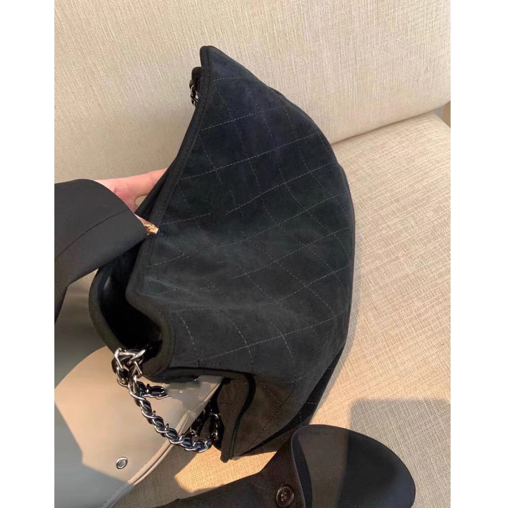 A Spoon of Sweet [Xiaoxiang Wandering Airport Bag] Super Fire Black Silver Frosted Large Capacity Square Bag Shoulder Bag Women