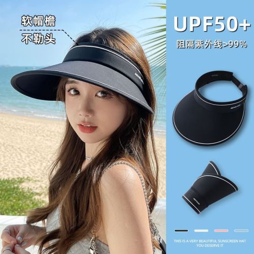 Sun hat female anti-ultraviolet summer large brim sunshade face breathable uv headband empty top hat sun hat female