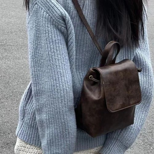 Xiaohongshu same style small retro brown shoulder bag female 2022 autumn and winter new ins simple all-match single shoulder bag
