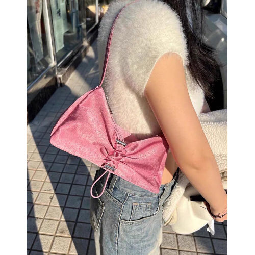 Korea Dong 2023 new hot girl fashion shiny drawstring shoulder bag underarm bag satchel