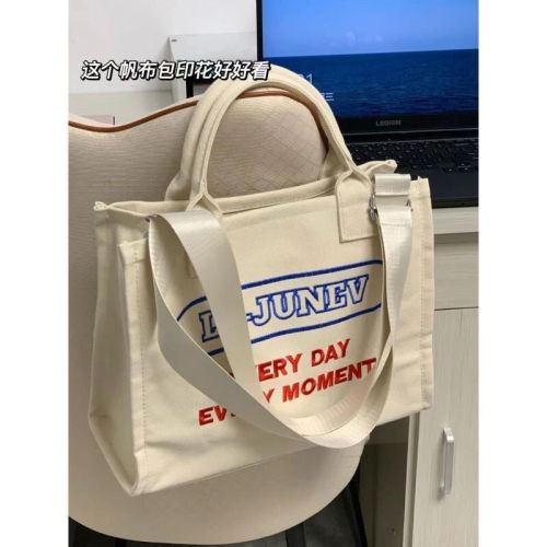 Student literary alphabet canvas bag female  new portable class commuter bag shoulder Messenger bag tote bag