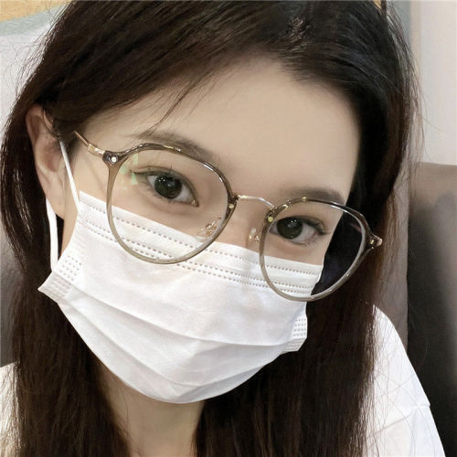 Ins hot green myopia glasses frame female Korean version tide can be equipped with degree anti-blue light plain light eye frame