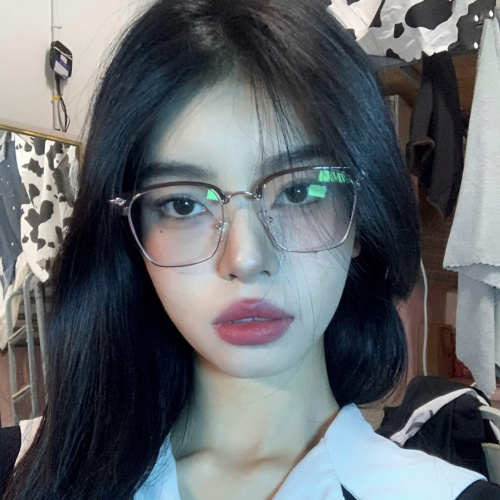 Retro metal cold brown elegant glasses can be equipped with degree myopia frame without makeup anti-blue light female flat mirror male