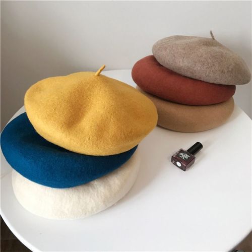 Hat women's Japanese beret fashion all-match autumn and winter wool bud retro octagonal hat thin section breathable painter's hat