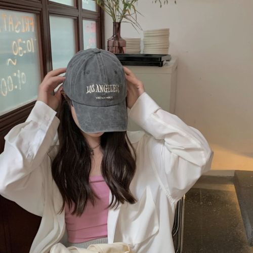 American retro washed old letters embroidered peaked cap trendy men's outdoor fashion street women's sunshade baseball hat