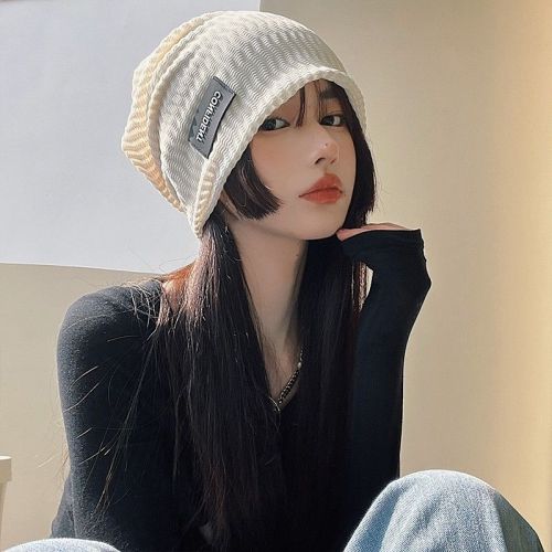 Confinement hat women's winter woolen big head wrap head cap cold hat spring and autumn black thickened knitted pile hat men