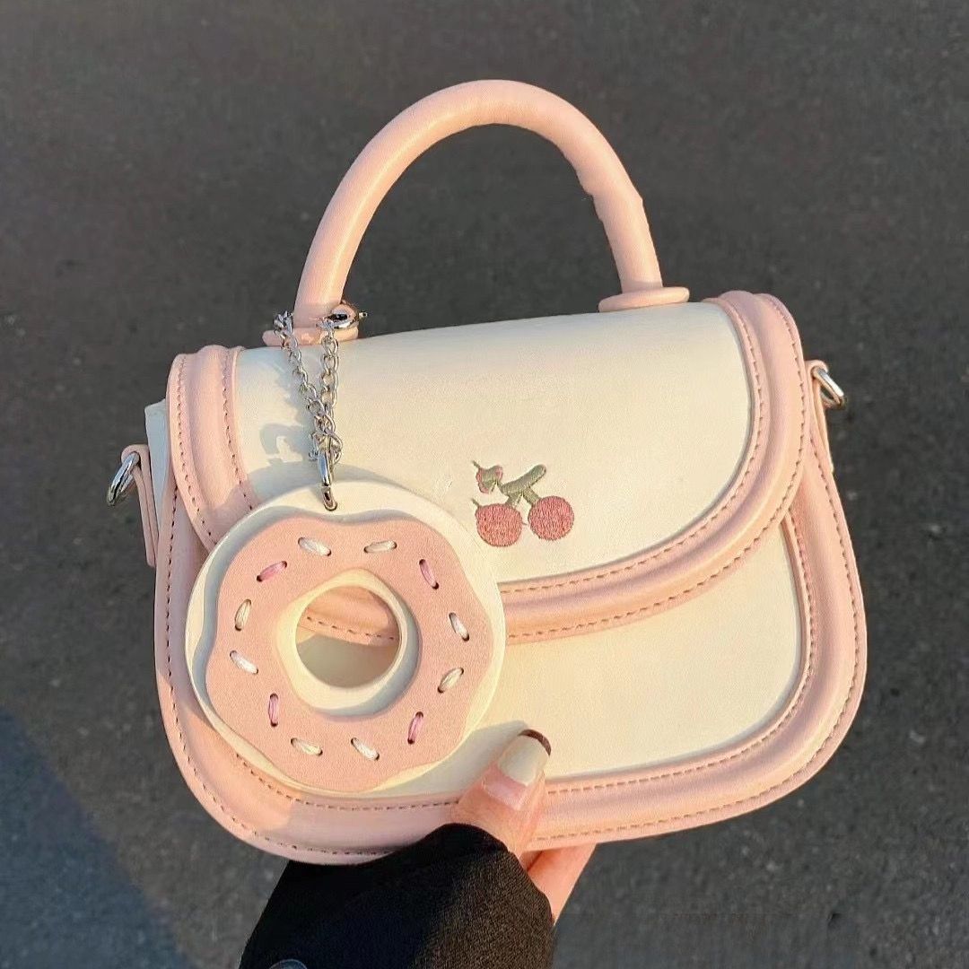 2023 New Original Design Cherry Donut Saddle Bag Macaron Girl Messenger Bag Summer Cute..