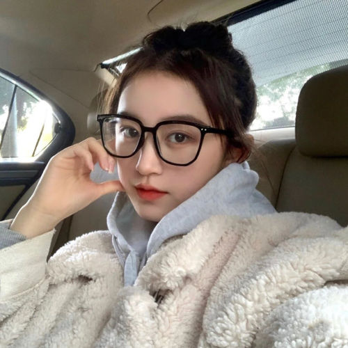 Black frame myopia glasses women's Korean version trendy net red style glasses frame men can be equipped with degrees plain face artifact big frame thin