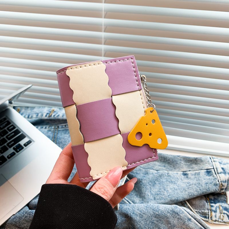 DIY handmade material bag cute short biscuit wallet multi-functional card bag coin purse for girlfriend gift