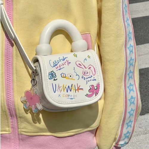 Homemade Sweetheart Girl Cream Bunny Cute Small Portable Messenger Bag ins Versatile