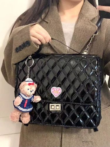 Niche design net red same style fashion square college style small fragrance style rhombic grid chain portable backpack bag girl