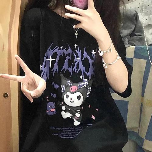 Summer new sweet cool ins style short-sleeved t-shirt female students Korean version loose oversize design half-sleeved top