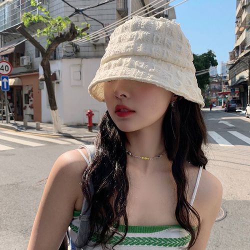Seersucker fisherman hat women's spring and summer thin section breathable Korean version face small bucket hat big head circumference all-match hat tide