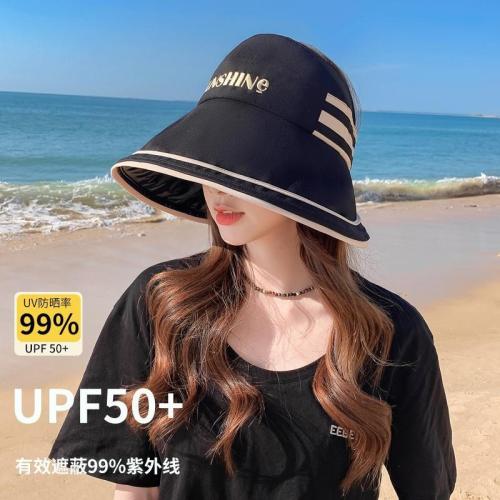 Hat women's summer sun hat foldable vinyl sun hat anti-UV cover face half-empty sun hat