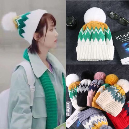 Fleece Thick Knitted Wool Hat Women's Autumn and Winter Korean Version Versatile Casual Warm Sweet Cute Trendy Korea