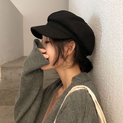 Hat female beret female spring and summer Korean version of the Japanese all-match woolen student cute painter hat ins octagonal hat