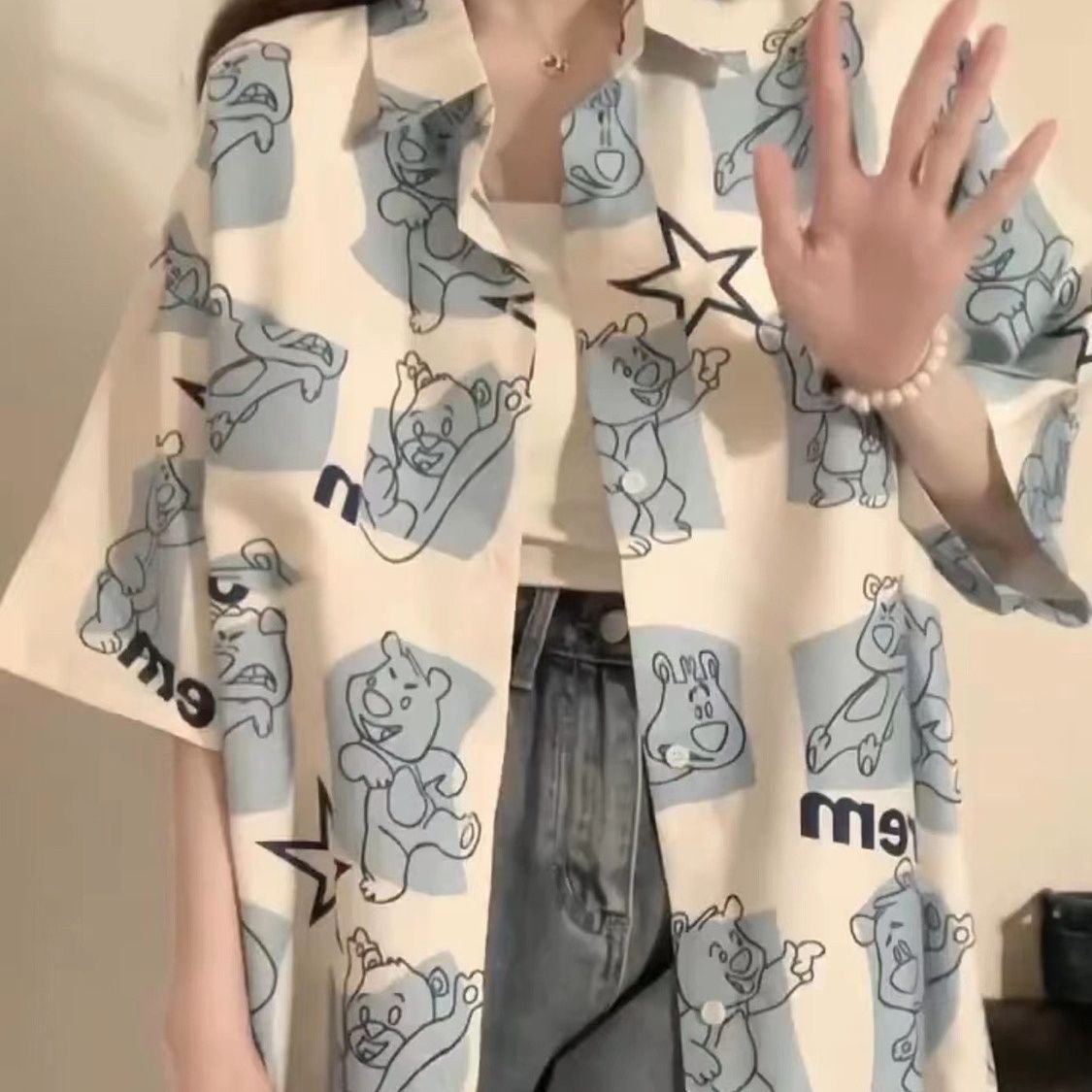 Hong Kong style short-sleeved shirt women's summer thin section design sense niche shirt very fairy girl French chic top clothes