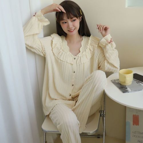 Palace pajamas women's spring and autumn long-sleeved two-piece suit students summer and winter princess wind high-end home clothes can be worn outside