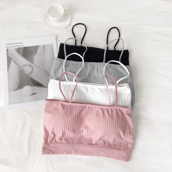 Real Shot 2023 Summer Slim Fit Elastic Tube Top Wrapped Breast Underwear Thin Sling Vest With Chest Pad