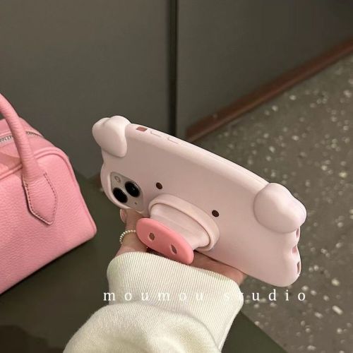 Cartoon cute piggy stand suitable for iPhone 14 Apple mobile phone case 11/13promax new 12pro female