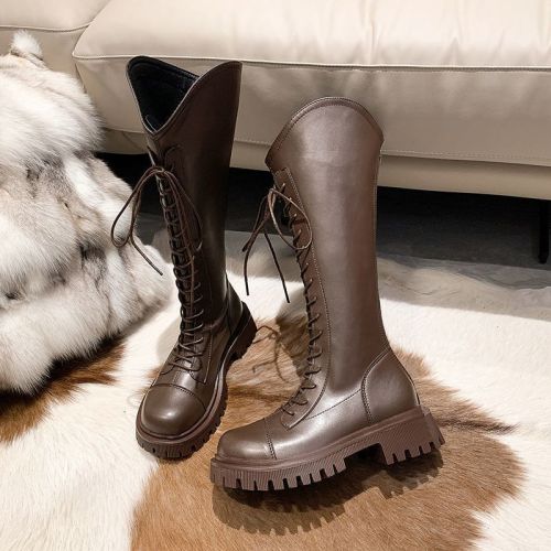Long boots, thick legs, fat mm, widened, thick bottom, increased height, small boots, back zipper, soft bottom knight boots, student leather boots