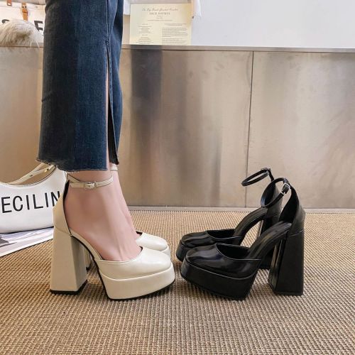 High-heeled shoes women's 2023 spring and summer new French style sexy bar Mary Jane women's shoes waterproof platform thick-soled single shoes for outerwear