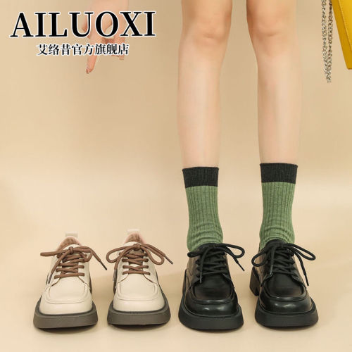 Small leather shoes women's spring and autumn  new British style low-heeled soft-soled all-match black single shoes work shoes jk shoes
