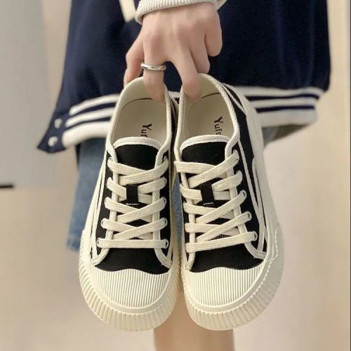 Minority thick-soled canvas shoes women's ins trendy light biscuit shoes 2023 new spring and autumn all-match casual sneakers