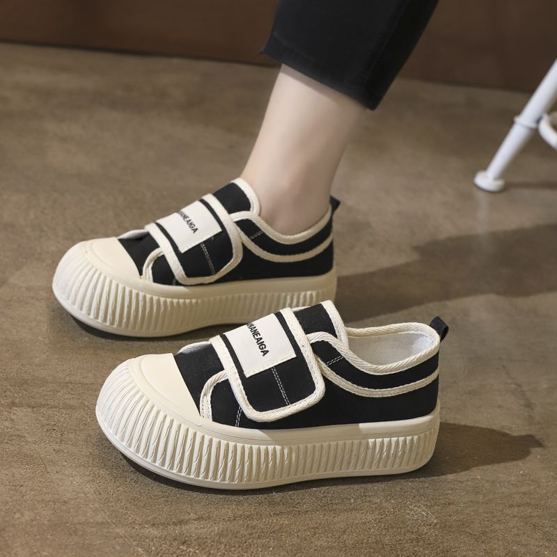 Summer explosive sneakers Velcro canvas shoes women 2023 new biscuit shoes all-match casual thick-soled big-toed shoes women