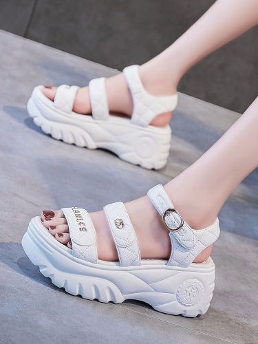 Slope heel sandals women's 2022 new summer all-match fairy style muffin thick-soled sports inner heightening beach shoes women