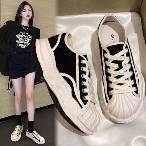 Shell toe platform shoes thick-soled canvas shoes small white shoes casual sports shoes women's trendy ins all-match niche sneakers