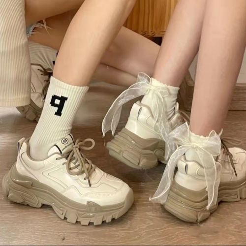 Thick-soled daddy shoes women's 2022 autumn new Korean version all-match shoes women's net red flat non-slip sports casual shoes