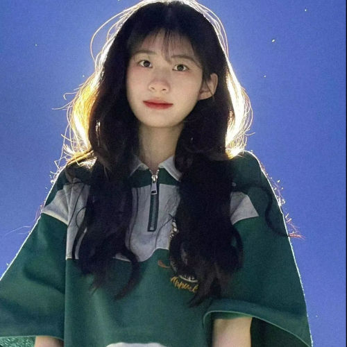Retro contrast color striped polo shirt short-sleeved T-shirt female summer Korean student loose trend half zipper top ins
