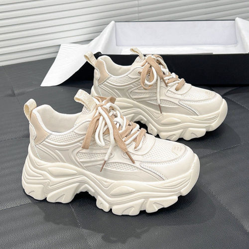 Net red daddy shoes women 22 summer new small thick bottom ins tide hollow out heightened all-match breathable shoes women