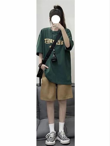 Tea wear suit female summer can be salty sweet students Korean version of loose short-sleeved T-shirt sports shorts set
