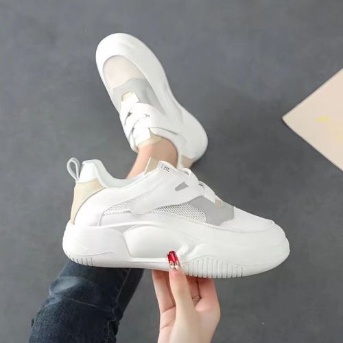 Velcro all-match small white shoes 2023 spring new breathable lightweight daddy shoes sports and leisure shoes office workers