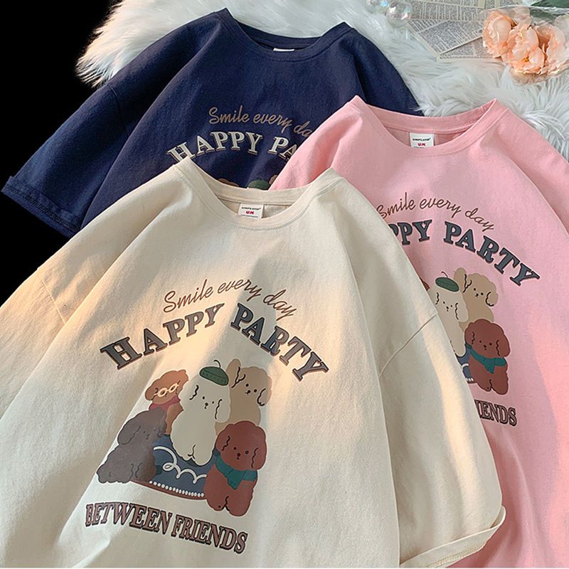 Salt short-sleeved t-shirt women's trendy ins Korean version loose half-sleeved oversize design sense niche Harajuku style five-quarter sleeves