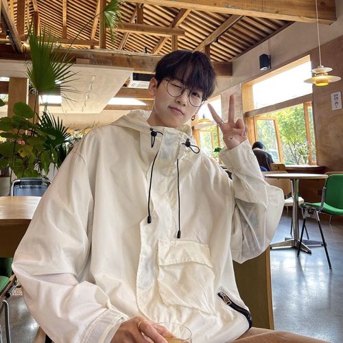 Sun protection clothing men's summer trendy brand ins hooded jacket jacket loose breathable UV protection casual jacket