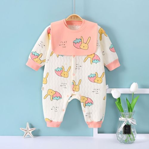Baby spring outing clothes baby jumpsuit spring and autumn three-layer air baby clothes spring and autumn romper climbing clothes