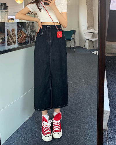Real price real price  early summer new slimming hip-covering high-waist denim skirt women
