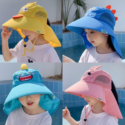 Children's sunscreen sun hat dinosaur summer outdoor UV protection baby fisherman hat big brim thin section breathable