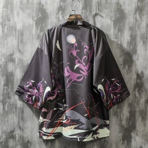 Chinese style men's Taoist robe improved Hanfu feather weaving fairy Japanese shirt kimono sunscreen ice silk shirt jacket tide