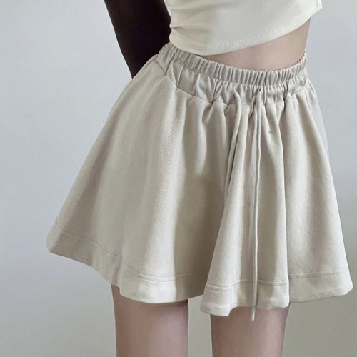 Self-made half-length short skirt women's summer  new loose and thin all-match anti-light elastic waist a-line skirt pants tide