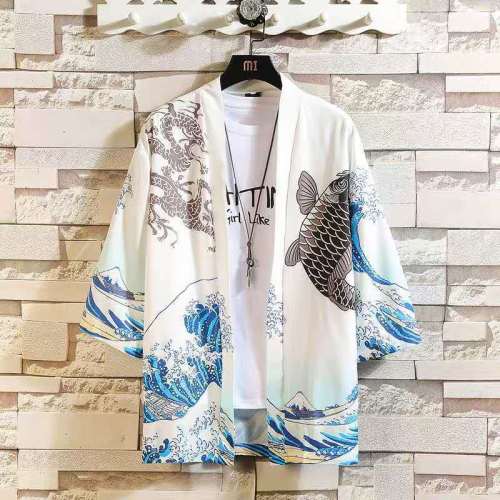Chinese style Taoist robe men and women ancient style national tide summer ice silk shirt sun protection clothing thin section kimono seven-split shirt coat