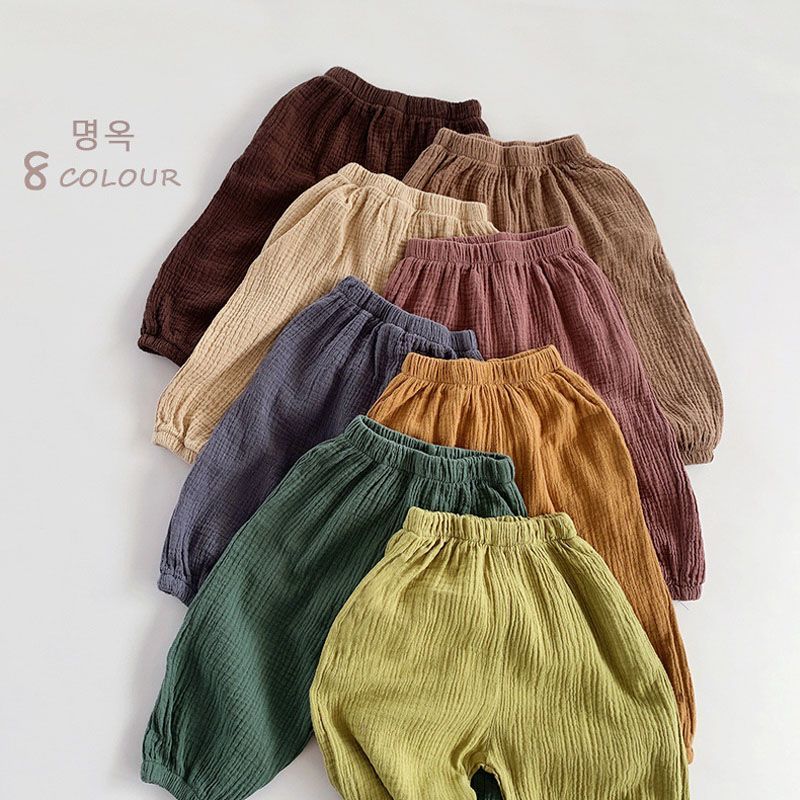 Self-retention~ Cotton-feeling comfortable double-layer cotton gauze anti-mosquito pants children's summer retro trousers boys and girls pants tide