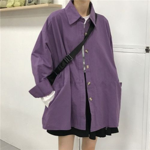 Korean version of the 2023 summer new ins loose all-match thin section tooling retro Hong Kong style coat female student shirt trend