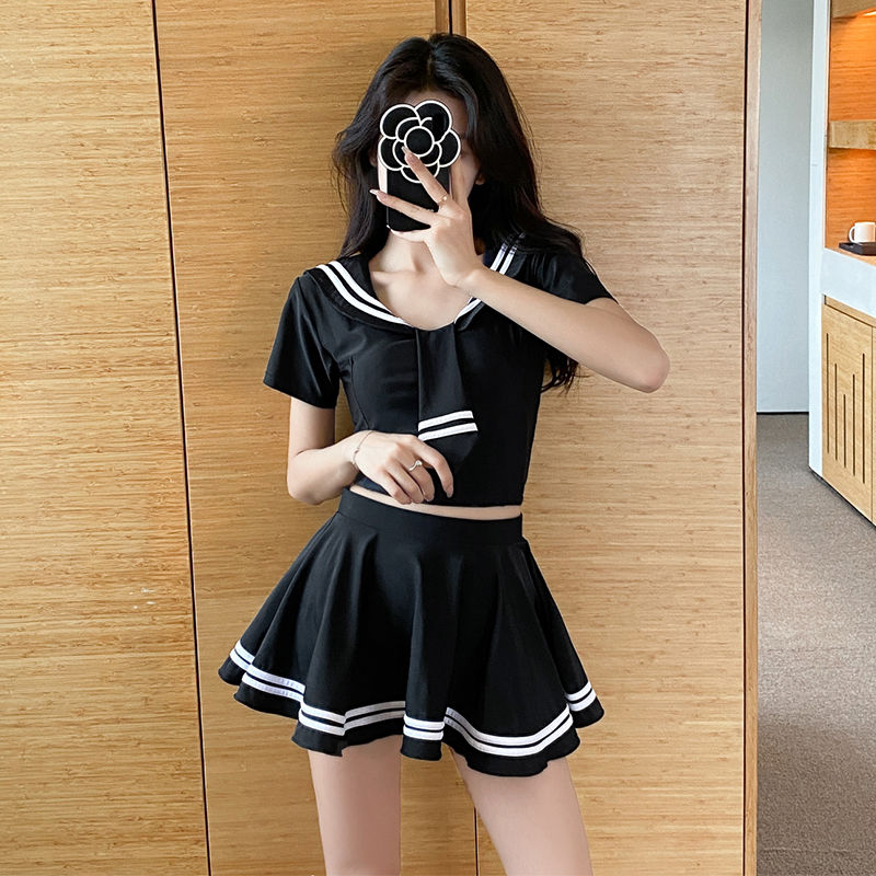 Split skirt swimsuit women's 2022 new hot style conservative college style pure desire wind cover belly slimming hot spring swimsuit