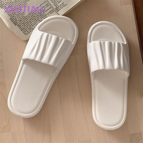 Thin strip summer household simple personality pleated sandals and slippers indoor bathroom eva non-slip deodorant slippers women