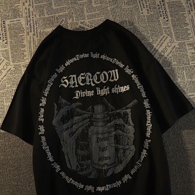 100% cotton summer American high street short-sleeved t-shirt male students loose all-match casual half-sleeved couple tops ins